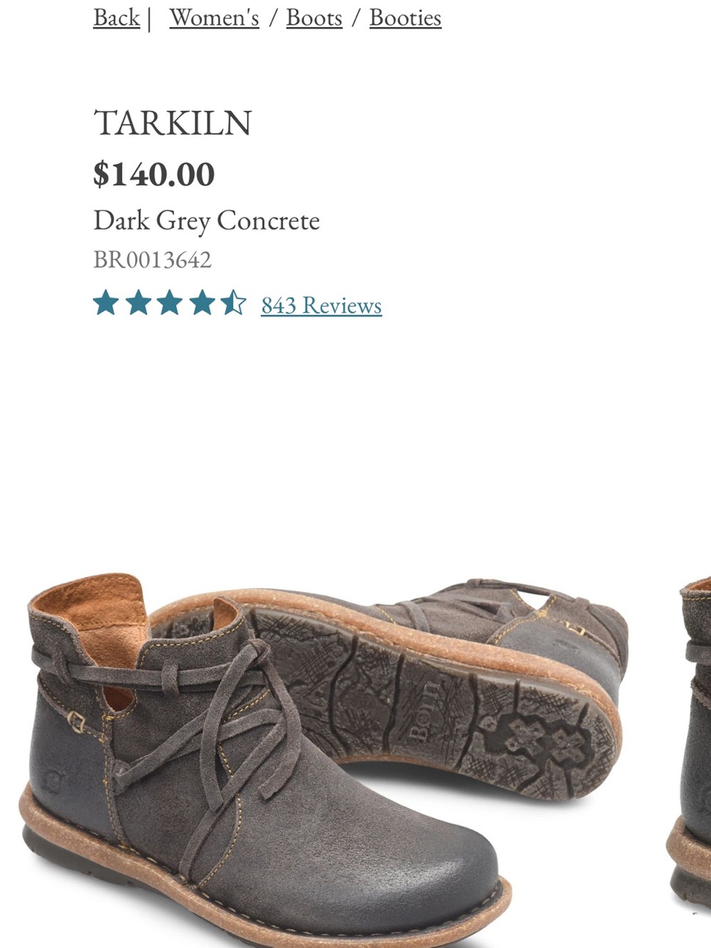Women’s BORN Tarkiln Leather Ankle Boots Dark Grey Size 9 ⭐️ NEW w/o box - Picture 15 of 15
